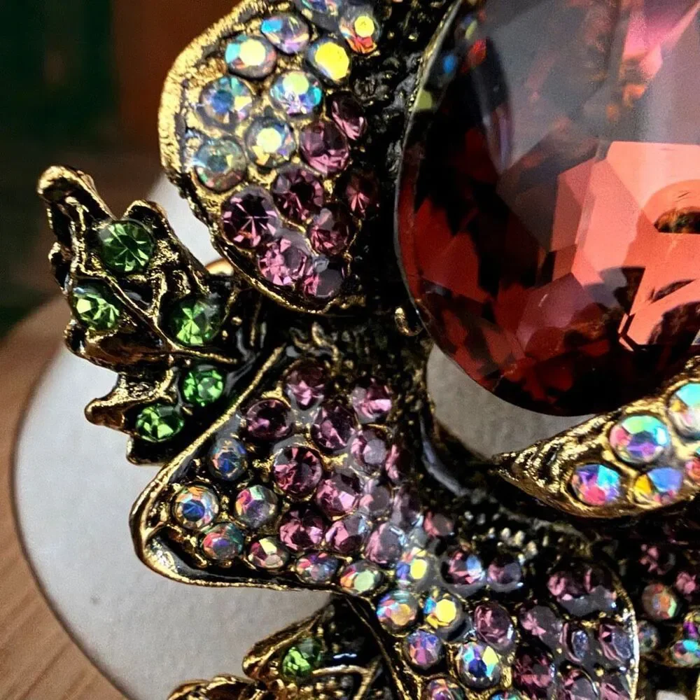 Floral Rhinestone Brooch large couture